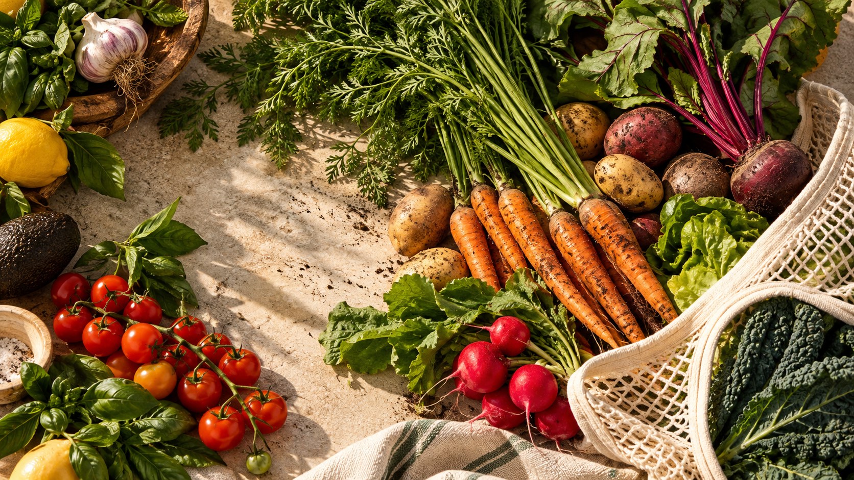Fresh seasonal vegetables from the farmers market