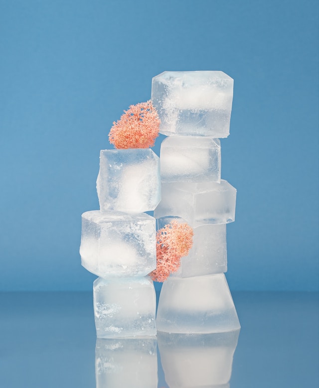 Ice stacked on top of each other.